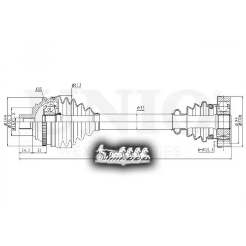 Привод В Сборе Vw Transporter(T4) 90- Перед.лев./Прав. UNIO 