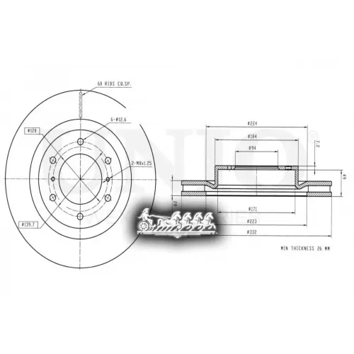 Диск Тормозной Mitsubishi Pajero 06- Перед. UNIO 