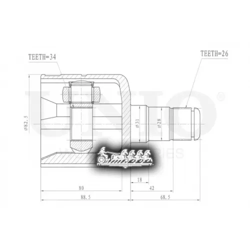 Шрус Vw Golf/Tiguan/Passat 04- Внутр. UNIO 