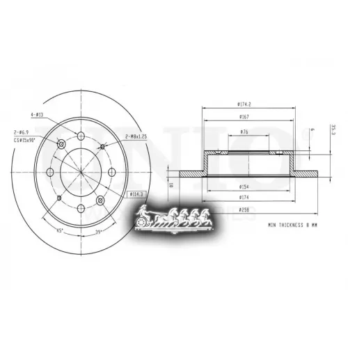 Диск Тормозной Kia Cerato 04- Задн. UNIO 
