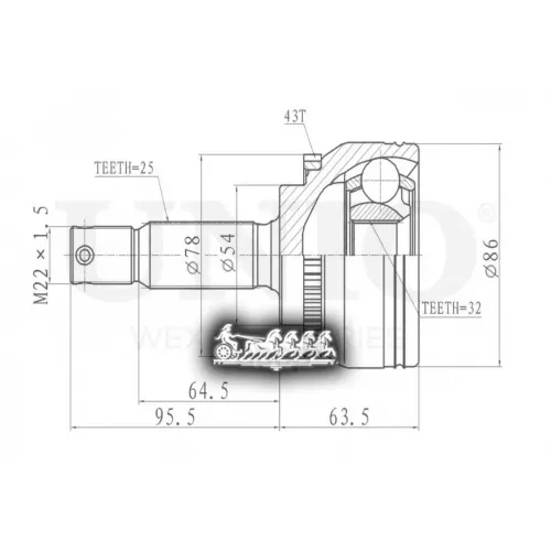 Шрус Mitsubishi Galant 96- Внеш. UNIO 