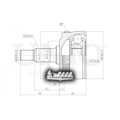 Шрус Mb Vito(W638) Внеш. UNIO 