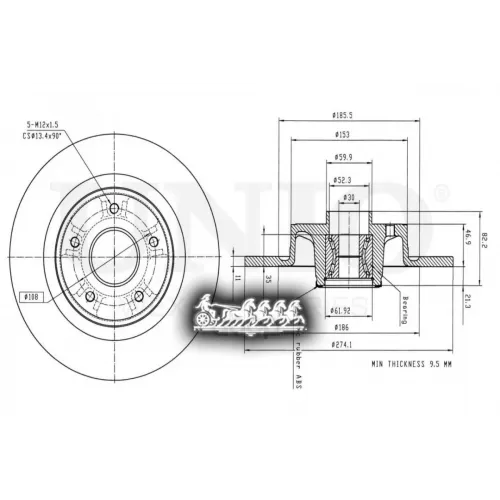 Диск Тормозной Renault Grand Scenic/Laguna 01- Задн. UNIO 