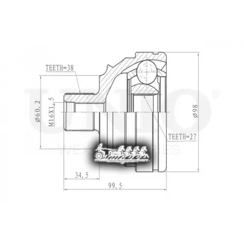 Шрус Vw Transporter(T4) 90- Внеш. UNIO 
