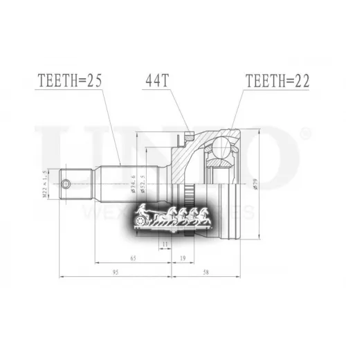 Шрус Hyundai Accent 99- Внеш. UNIO 