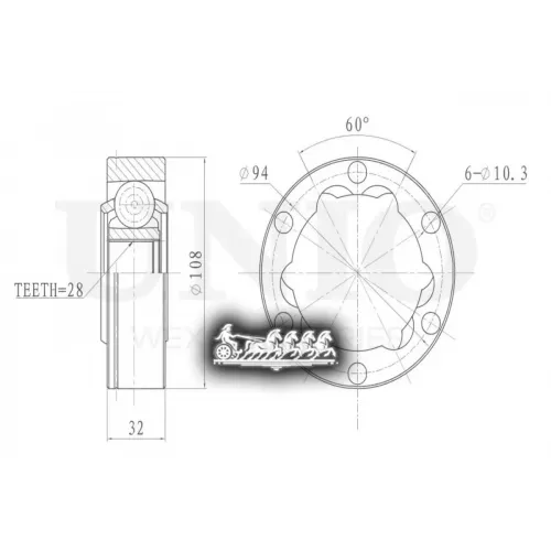 Шрус Mb/Opel Vito(W638)/Omega 86- Внутр. UNIO 