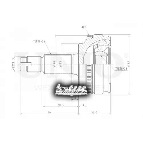 Шрус Toyota Corolla/Prius 02- Внеш. UNIO 
