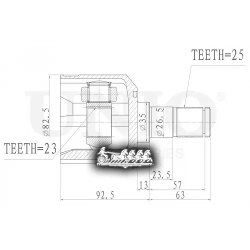Шрус Kia/Hyundai Sorento/Santa Fe 00- Внутр. UNIO 