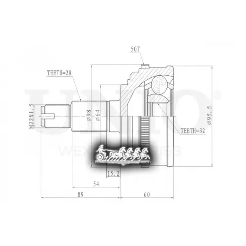Шрус Honda Cr-V 96- Внеш. UNIO 