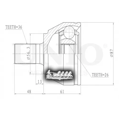 Шрус Ford/Volvo Focus/Xc70 04- Внеш. UNIO 