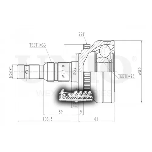Шрус Opel Astra/Vectra 88- Внеш. UNIO 