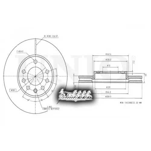 Диск Тормозной Opel/Fiat/Saab Vectra/Croma/9-3 02- Перед. UNIO 