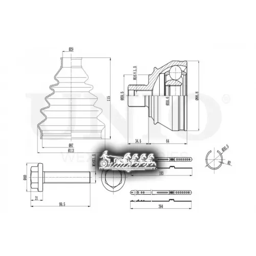 Шрус Vag Phaeton/A6/A8 02- Внеш. UNIO 