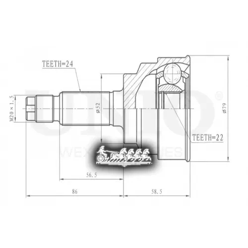 Шрус Kia Rio 00- Внеш. UNIO 