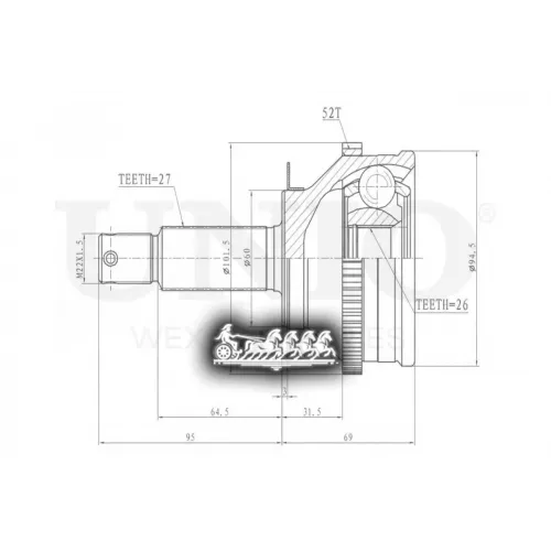 Шрус Hyundai Santa Fe 01- Внеш. UNIO 