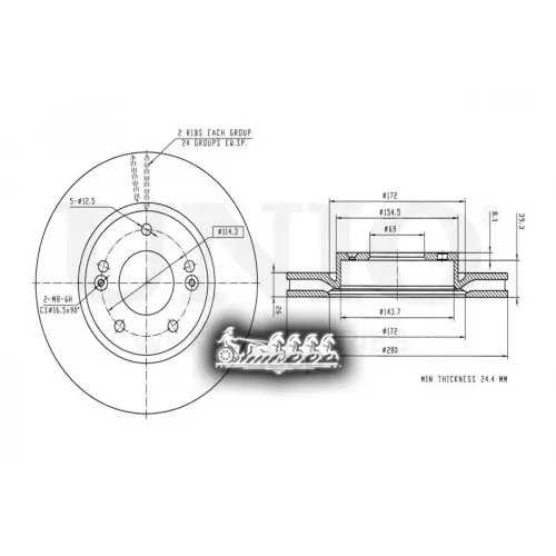 Диск Тормозной Kia Cerato 09- Перед. UNIO 