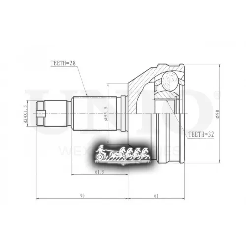 Шрус Daewoo Evanda/Magnus/Tosca 99- Внеш. UNIO 