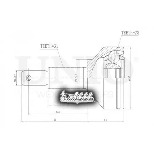 Шрус Ford Transit Connect/Tourneo Connect 06- Внеш. UNIO 