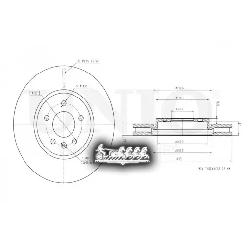 Диск Тормозной Opel Astra/Zafira 11- Перед. UNIO 