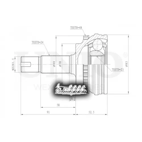 Шрус Toyota Yaris 99- Внеш. UNIO 
