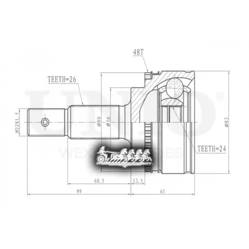 Шрус Toyota Avensis 99- Внеш. UNIO 