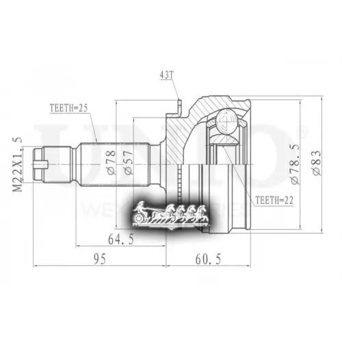 Шрус Mitsubishi Lancer 00- Внеш. UNIO 