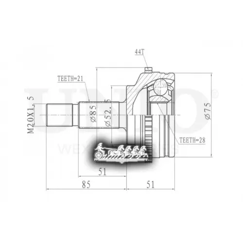 Шрус Renault Twingo/Clio 96- Внеш. UNIO 