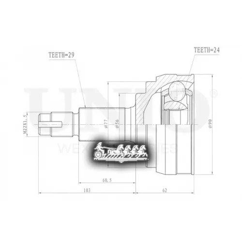 Шрус Nissan Teana 08- Внеш. UNIO 