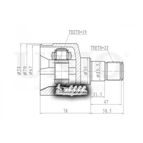 Шрус Chevrolet Aveo 05- Внутр. UNIO 