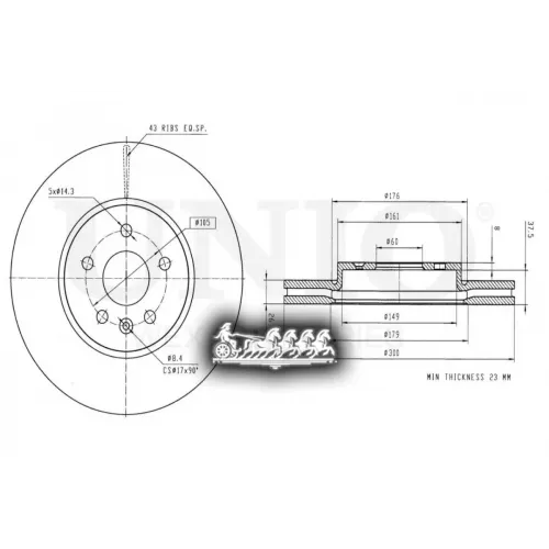Диск Тормозной Opel/Chevrolet Mokka/Tracker 12- Перед. UNIO 