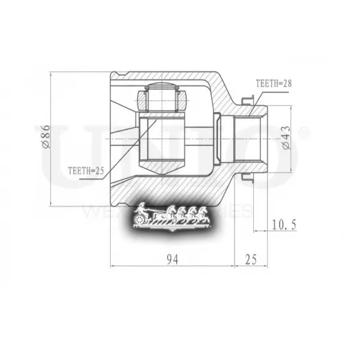 Шрус Kia Sorento 02- Внутр.прав. UNIO 