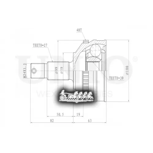 Шрус Psa Expert/Jumpy 94- Внеш. UNIO 