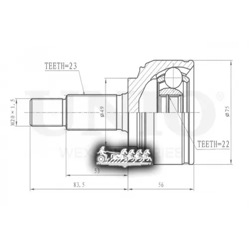 Шрус Nissan Note/Micra 03- Внеш. UNIO 