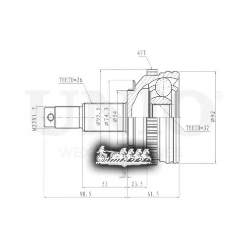 Шрус Chrysler Voyager 95- Внеш. UNIO 
