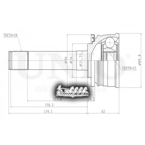 Шрус Mitsubishi/Hyundai Pajero/Galloper 86- Внеш. UNIO 