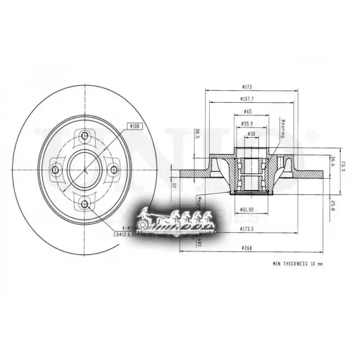 Диск Тормозной Psa 308/Partner/C4 07- Задн. UNIO 