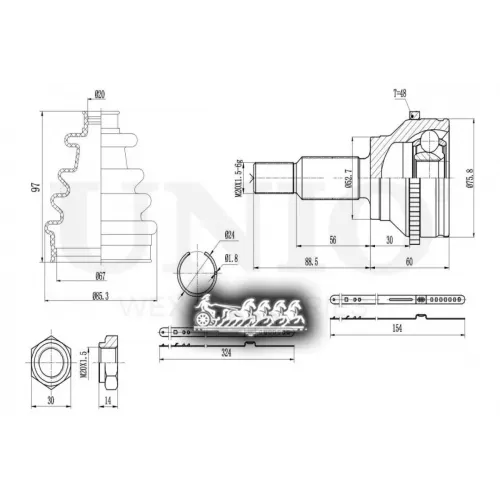 Шрус Renault Duster 10- Внеш. UNIO 