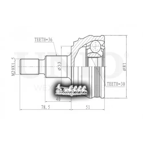 Шрус Vag Golf/A3/Octavia 96- Внеш. UNIO 