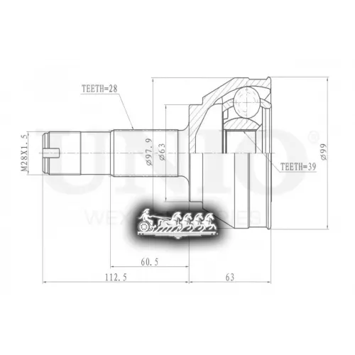 Шрус Psa/Fiat Boxer/Ducato/Jumper 94- Внеш. UNIO 