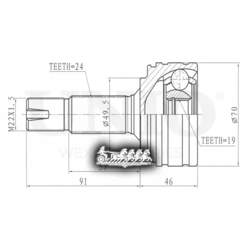 Шрус Toyota/Psa Aygo/107/C1 05- Внеш. UNIO 
