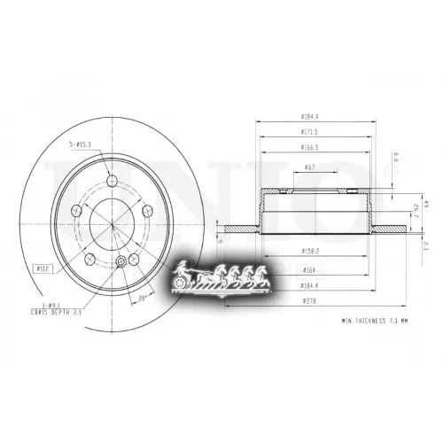 Диск Тормозной Mb C(W204) Задн. UNIO 