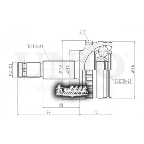 Шрус Opel Corsa/Meriva 93- Внеш. UNIO 
