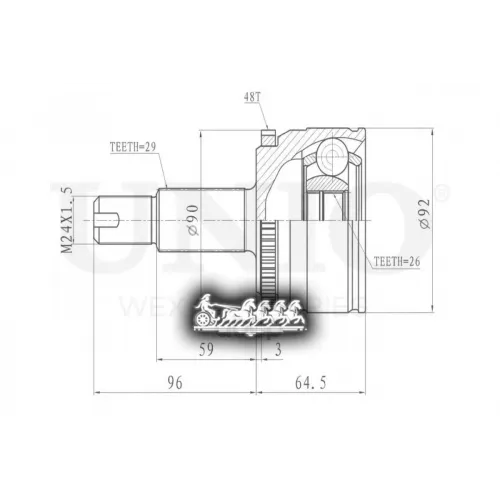 Шрус Land Rover Range Rover Sport/Discovery 04- Внеш. UNIO 