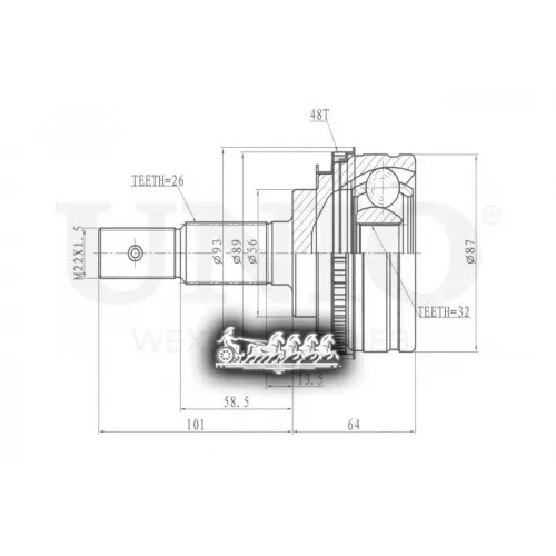 Шрус Toyota Camry 96- Внеш. UNIO 
