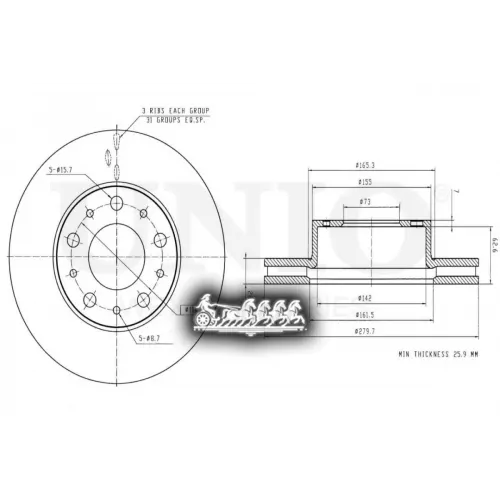 Диск Тормозной Psa/Fiat Boxer/Ducato/Jumper 06- Перед. UNIO 