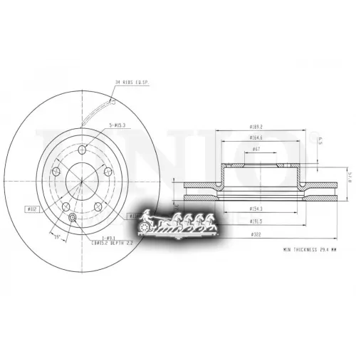 Диск Тормозной Mb C(W204)/E(W212) Перед. UNIO 
