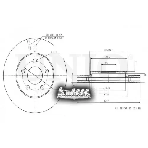 Диск Тормозной Chrysler Voyager 95- Перед. UNIO 