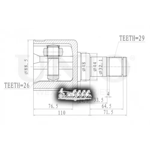Шрус Land Rover Range Rover Sport/Discovery 04- Внутр.лев. UNIO 