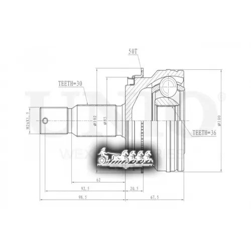 Шрус Mitsubishi Pajero 06- Внеш. UNIO 