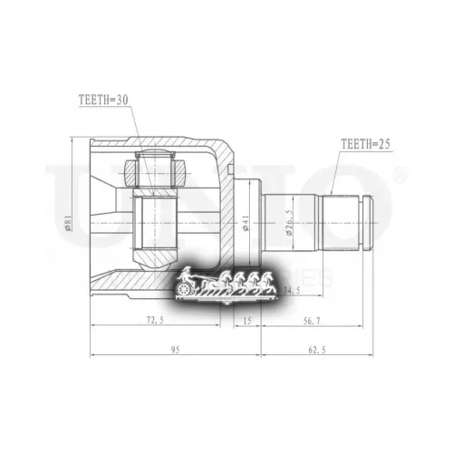 Шрус Mitsubishi Lancer 95- Внутр. UNIO 